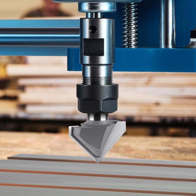 BINSTAK 90 Degree V Bit 1/2" Shank, 1-1/2" Cut Diameter Carbide Tipped V Groove Router Bit Wood CNC Router Bits for Grooving, Chamfering, Engraving - Image 5